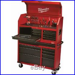 46 in. 16-Drawer Steel Tool Chest and Rolling Cabinet Set, Textured Red and Blac