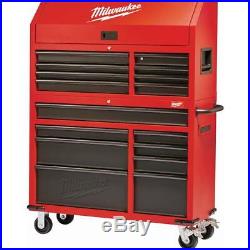 46 in. 16-Drawer Steel Tool Chest and Rolling Cabinet Set, Textured Red and Blac