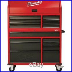 46 in. 16-Drawer Steel Tool Chest and Rolling Cabinet Set, Textured Red and Blac