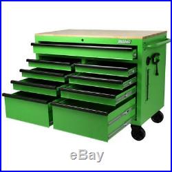 46 in. W x 24.5 in. D 9-Drawer Tool Chest Mobile Workbench with Solid Wood Top