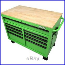 46 in. W x 24.5 in. D 9-Drawer Tool Chest Mobile Workbench with Solid Wood Top