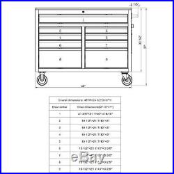 46 in. W x 24.5 in. D 9-Drawer Tool Chest Mobile Workbench with Solid Wood Top