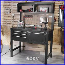 48 inches 2-in-1 Workbench Cabinet Combo with Light Steel/Wood Tool Storage Space
