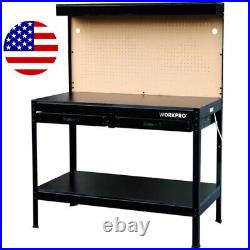 48Multi Purpose Workbench with Work Light Garage Work Bench Tools Storage Shelf