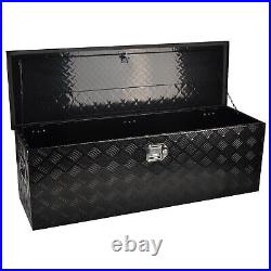 48x15x15 Black Aluminum Pickup Truck Trunk Bed Tool Box Trailer Storage+lock