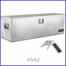 49Silver Aluminum Diamond Plate ToolBox Pick Up RV Trailer Organizer Lock WithKey