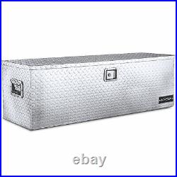 49Silver Aluminum Diamond Plate ToolBox Pick Up RV Trailer Organizer Lock WithKey