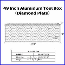 49Silver Aluminum Diamond Plate ToolBox Pick Up RV Trailer Organizer Lock WithKey