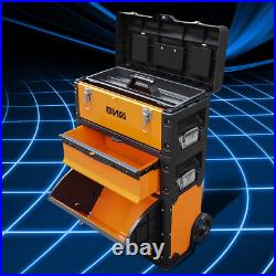 49cm W X 63.3cm H X 23cm D 3-Tier Stackable Storage Tool Box Rolling Trolley