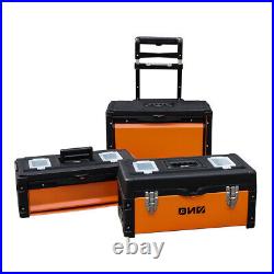 49cm W X 63.3cm H X 23cm D 3-Tier Stackable Storage Tool Box Rolling Trolley