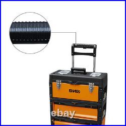 49cm W X 63.3cm H X 23cm D 3-Tier Stackable Storage Tool Box Rolling Trolley