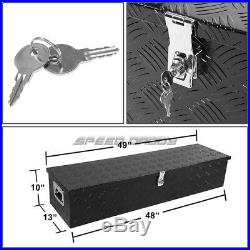 49x13x10 Black Aluminum Pickup Truck Trunk Bed Tool Box Trailer Storage+lock