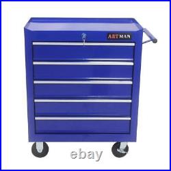 5-Drawer Rolling Tool Cart Tool Storage Cabinet Tool Organizer Box for Home Blue