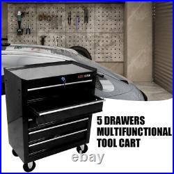 5 Drawer Rolling Tool Chest Box with Key&Lock Storage Cabinet Organizer on Wheels