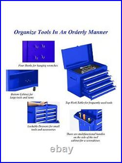 5-Drawer Rolling Tool Chest with Wheels, Lockable Tool Box Combo for Garage Blue