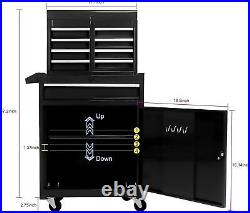 5 Drawer Rolling Tool Chest withBottom Cabinet Tool Organizer Box for Garage-Black