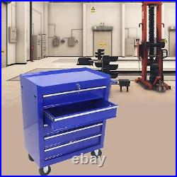 5-Drawer Tool Box Rolling Tool Cart Storage Cabinet Organizer withPull Handle-Blue