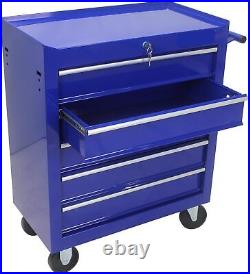5-Drawer Tool Box Rolling Tool Cart Storage Cabinet Organizer withPull Handle-Blue