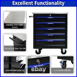 5 Drawer Tool Box with Wheels, Metal Multi-tool Cart, Multifunctional tool storage