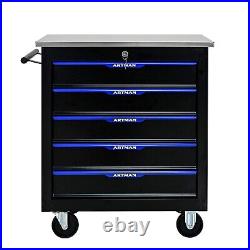 5 Drawer Tool Box with Wheels, Metal Multi-tool Cart, Multifunctional tool storage