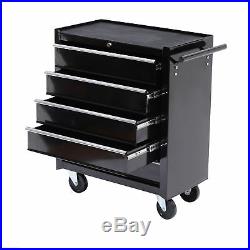 5 Drawers Wheels Storage Cart Tool Chest Box Home Furniture Black