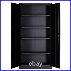 5 Shelf Steel Cabinet With Adjustable Shelves Lockable For Home Office Storage