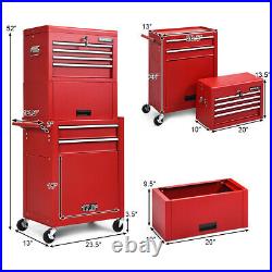 6-Drawer Rolling Tool Chest Cabinet Toolbox Combo Set Kit Locking withRiser Red