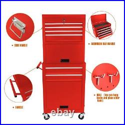 6-Drawer Rolling Tool Chest High Capacity Tool Box Detachable Organizer Red
