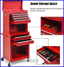 6-Drawer Rolling Tool Chest, High Capacity Tool Storage Cabinet with Wheels and