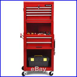 6-Drawer Rolling Tool Chest Storage Cabinet Toolbox Combo Locking withRiser Red