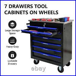 7 Drawer Rolling Tool Cart Lockable Tool Box on Wheel Storage Toolbox Cabinet