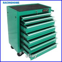 7-Drawer Rolling Tool Chest Green Tool Box with Wheels Multifunctional Tool Cart