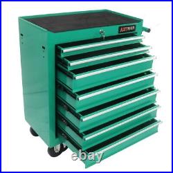 7-Drawer Rolling Tool Chest Green Tool Box with Wheels Multifunctional Tool Cart