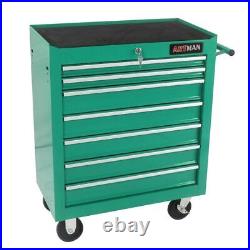 7-Drawer Rolling Tool Chest Green Tool Box with Wheels Multifunctional Tool Cart