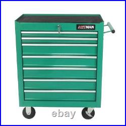 7-Drawer Rolling Tool Chest Green Tool Box with Wheels Multifunctional Tool Cart