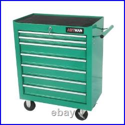 7-Drawer Rolling Tool Chest Green Tool Box with Wheels Multifunctional Tool Cart