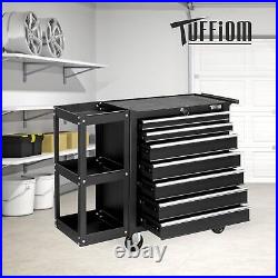 7-Drawer Rolling Tool Chest withLock & Key, Tool Storage Side Cabinet, Black