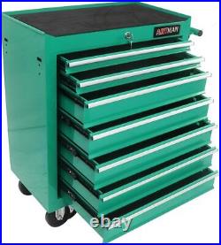 7-Drawer Tool Box Rolling Tool Chest Tool Storage Cabinet for Garage-Green