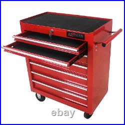 7 Drawers Rolling Tool Box Cart Tool Chest Tool Storage Cabinet with 4 Wheels-Red
