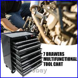 7 Drawers Rolling Tool Box Cart Tool Chest Tool Storage Cabinet with 4 Whees Black