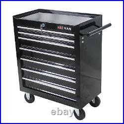 7 Drawers Rolling Tool Box Cart Tool Chest Tool Storage Cabinet with 4 Whees Black