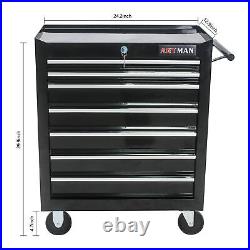 7 Drawers Rolling Tool Box Cart Tool Chest Tool Storage Cabinet with 4 Whees Black