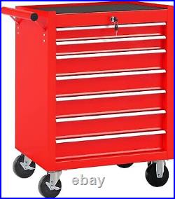 7 Drawers Tool Cart on Wheels, Rolling Tool Chest Mechanic Tool Storage Case Box