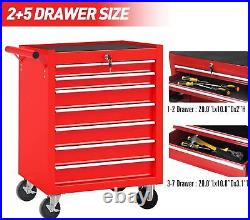 7 Drawers Tool Cart on Wheels, Rolling Tool Chest Mechanic Tool Storage Case Box