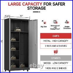 71''H Garage Tool Storage Cabinet, Metal Storage Cabinet with Pegboards & Wheels