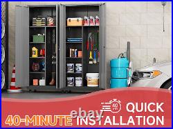 71''H Garage Tool Storage Cabinet, Metal Storage Cabinet with Pegboards & Wheels