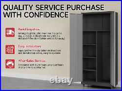 71''H Garage Tool Storage Cabinet, Metal Storage Cabinet with Pegboards & Wheels