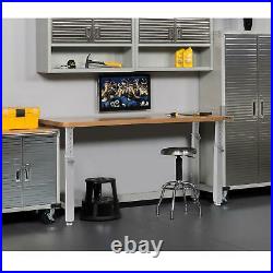 72 Adjustable Height Heavy-Duty Wood Top Workbench Hardwood Tabletop Sturdy