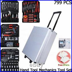 799 PCS Mechanics Tool Set Household Hand Tool Kit With Aluminum Trolley Case Box