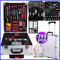 799 pcs Tool Set Trolley Mechanics Metric Standard Kit Case Box Organize Castors